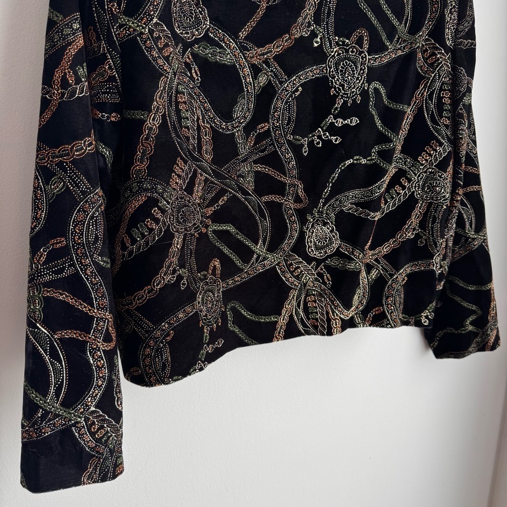 Vintage Artsy Velvet Jacket Womens 14 Petite Black Elegant Sophisticated EUC - Picture 9 of 13